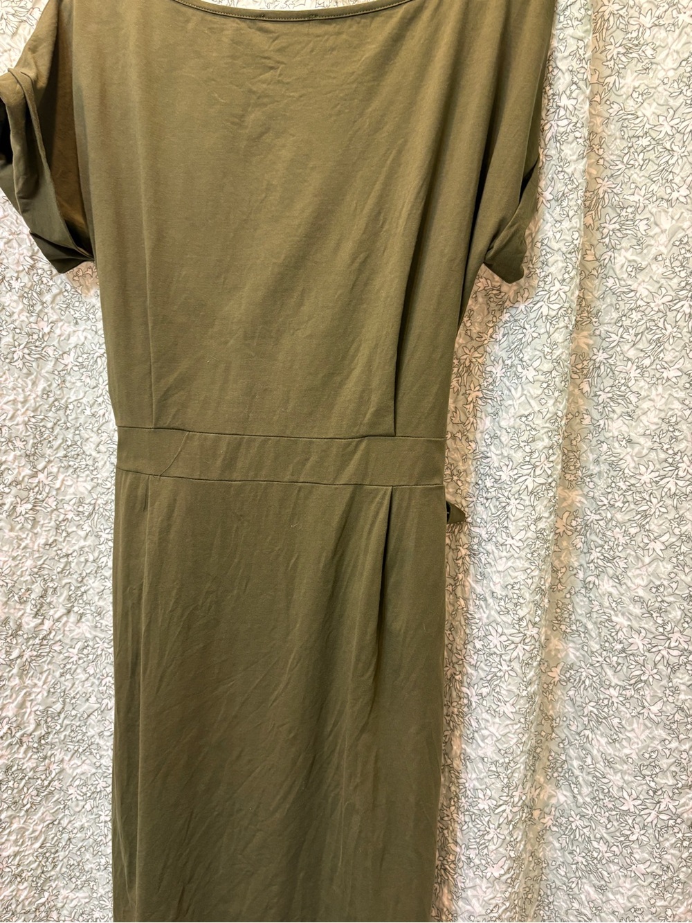 Olive Green Tie-Waist Women’s Dress - Picture 3 of 6